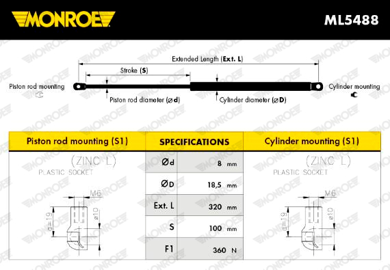 Amortiguador de portón MONROE ML5488