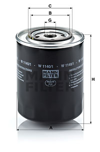 Filtro de aceite MANN-FILTER W1140/1