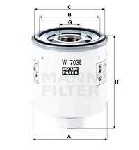 Filtro de aceite MANN-FILTER W7038