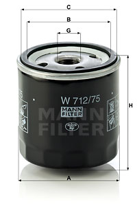 Filtro de aceite MANN-FILTER W712/75