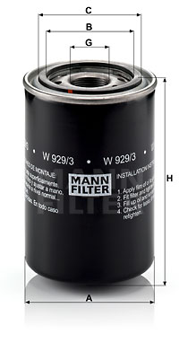 Filtro de aceite MANN-FILTER W929/3