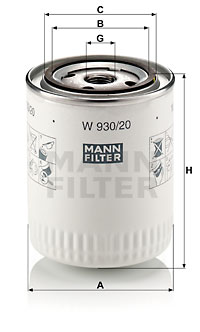 Filtro de aceite MANN-FILTER W930/20