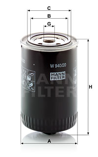 Filtro de aceite MANN-FILTER W940/20