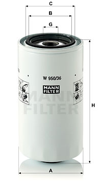 Filtro de aceite MANN-FILTER W950/36