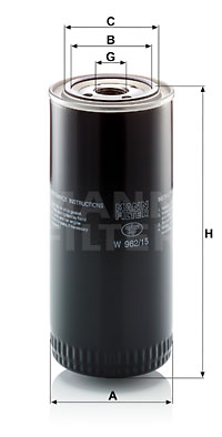 Filtro de aceite MANN-FILTER W962/15