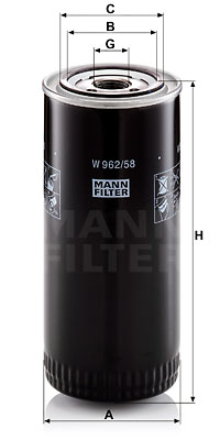 Filtro de aceite MANN-FILTER W962/58