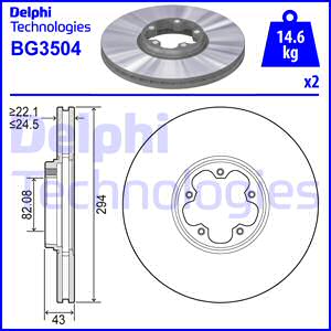 Juego de 2 discos de frenos DELPHI BG3504