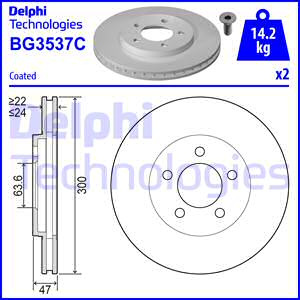 Juego de 2 discos de frenos DELPHI BG3537C