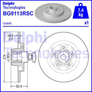 Discos de frenos traseros DELPHI BG9113RSC