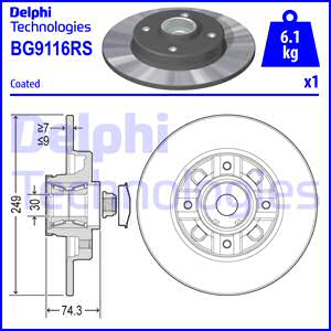 Disco de freno X1 DELPHI BG9116RS