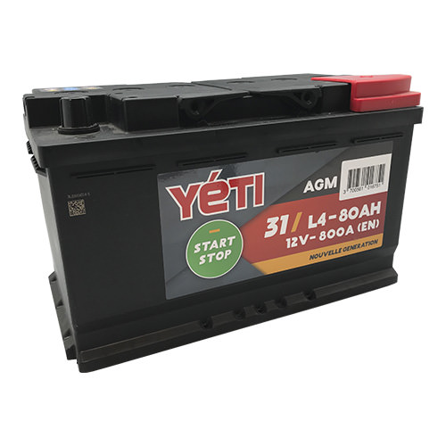 YETI - Batería de coche 12V Start & Stop AGM 80AH 800A L4 (n°31)