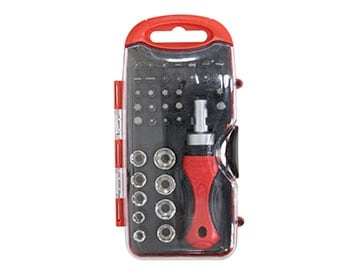 CAJA DESTORNILLADOR X 38PZS (9 VASOS 1/4+28 PUNTAS)